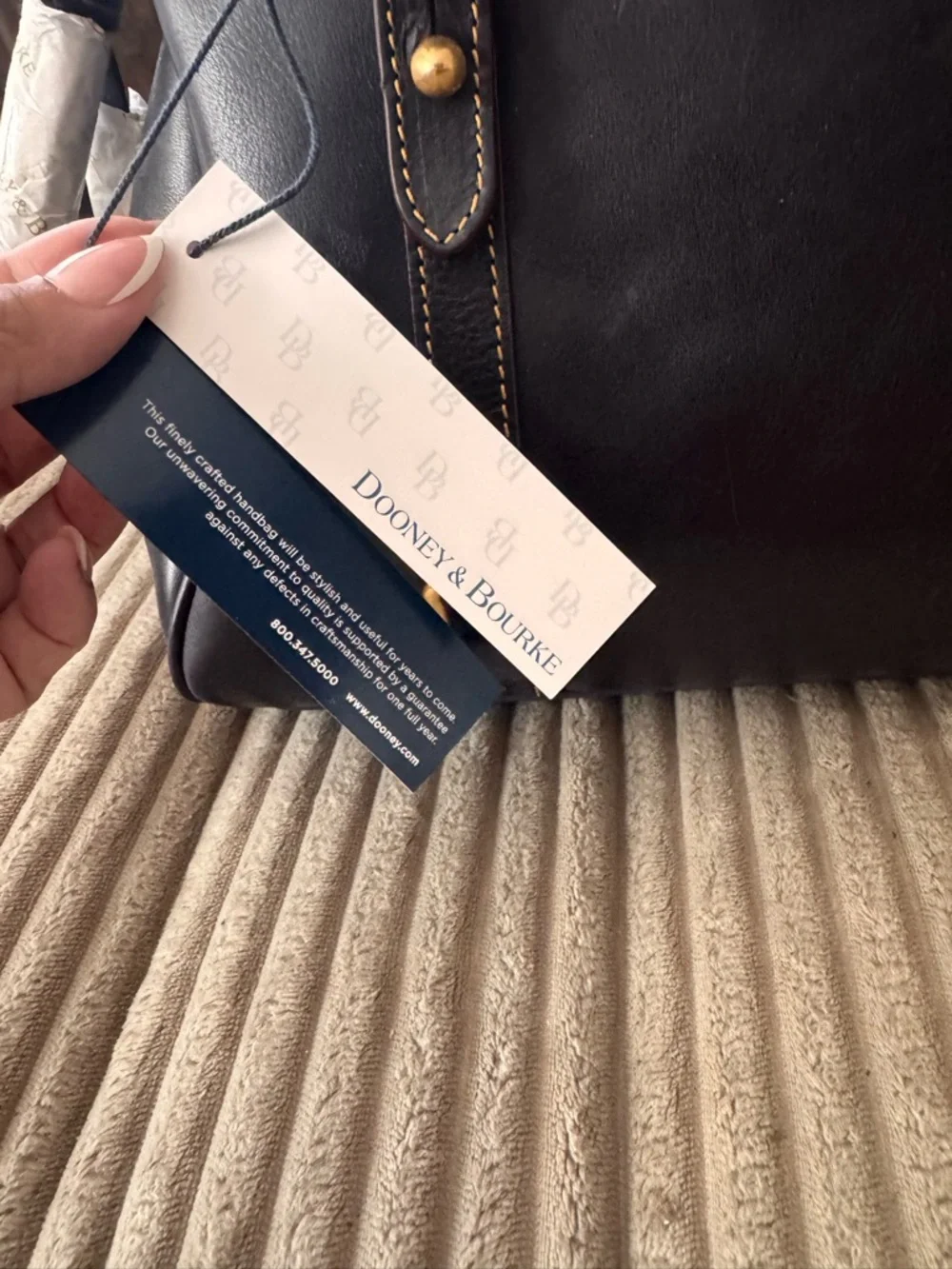 Dooney & Bourke Florentine Navy Leather Satchel with Gold Hardware - Picture 6 of 6